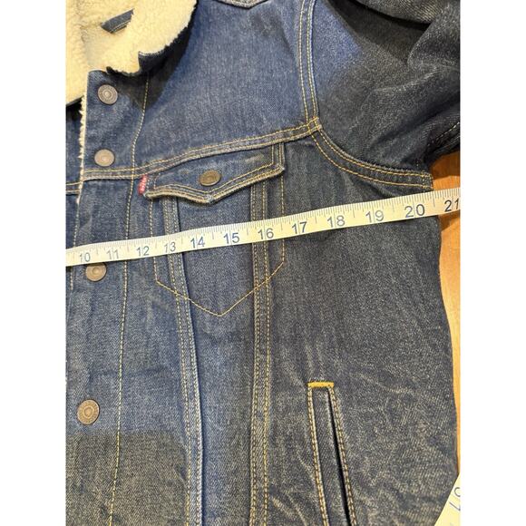 Levis Jacket Small Blue Sherpa Lined Denim Jean Trucker Button Up - Picture 6 of 11